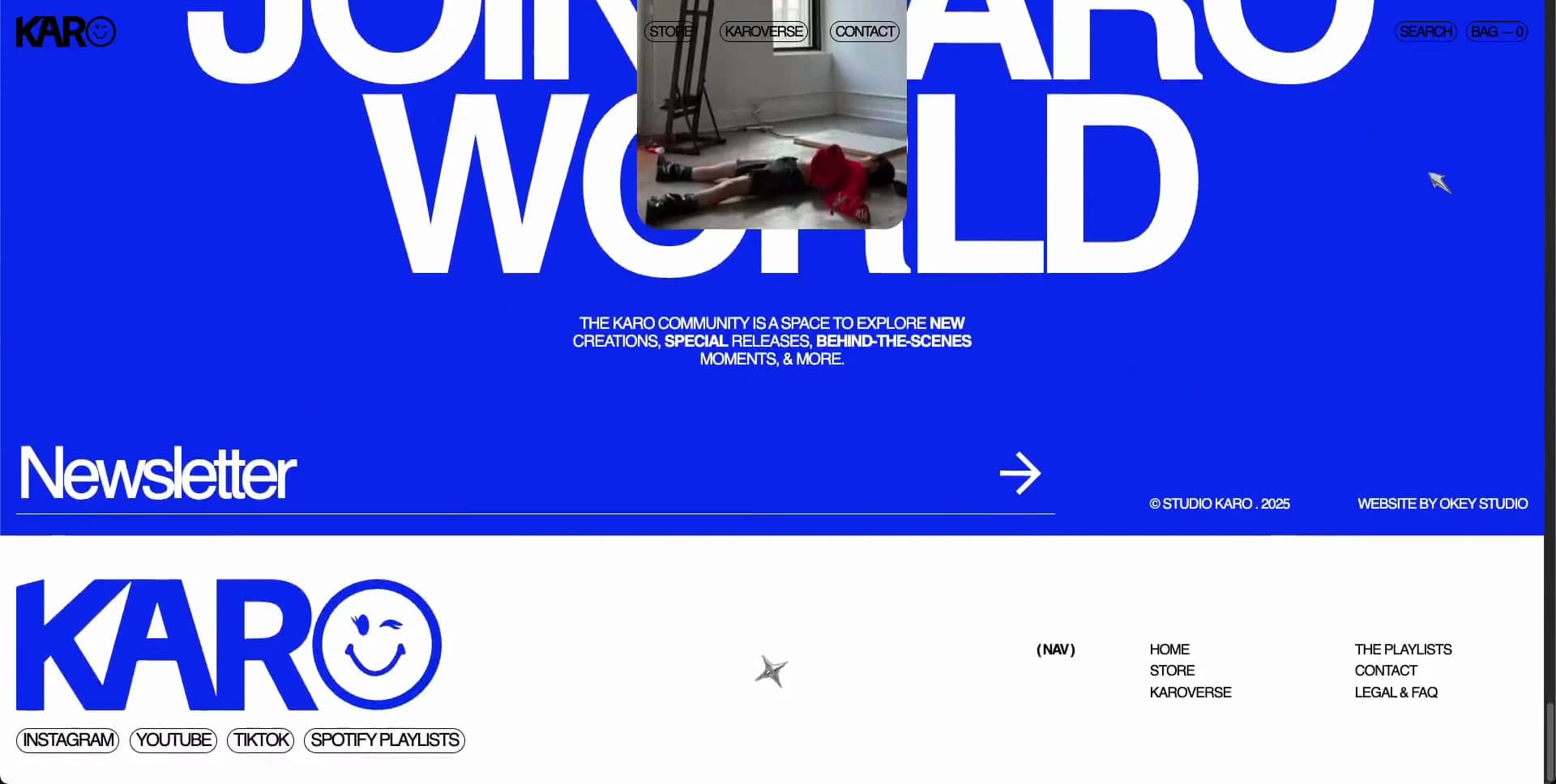 Screenshot of KARO — Art and Apparel Landing Page