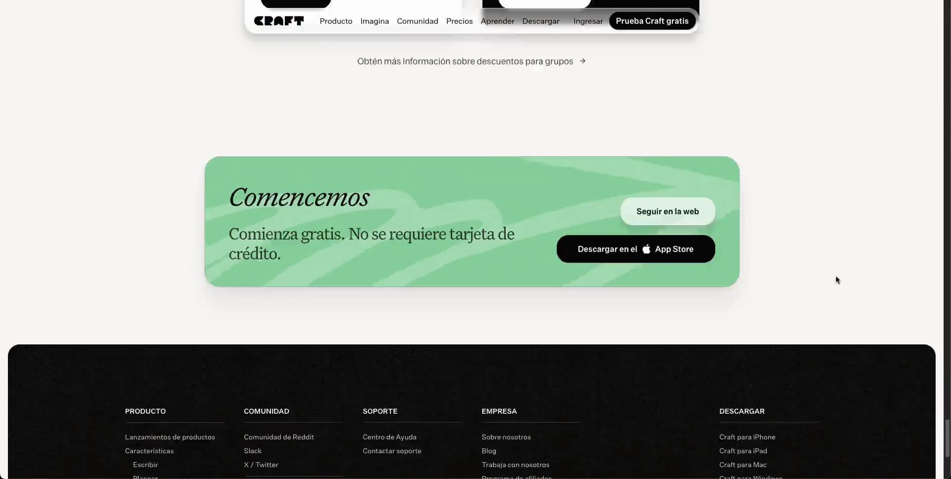 Screenshot of Craft